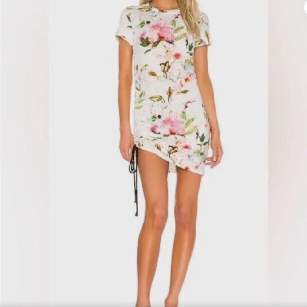 Pam and Gela water color tshirt dress with side ruching.